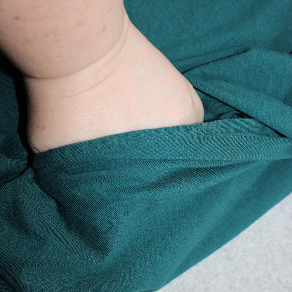 Ulla Popken Dress Women 24/26 Green Jersey Midi 3/4 Sleeve Swing Pockets Long - Picture 6 of 9